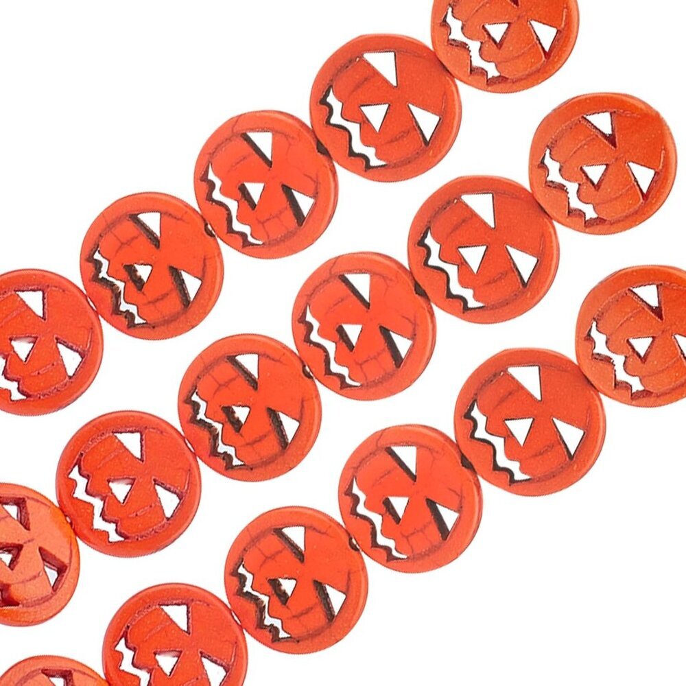 25pcs Pumpkin Beads Strands Jack o Lantern Synthetic Turquoise Beads Strands Loo